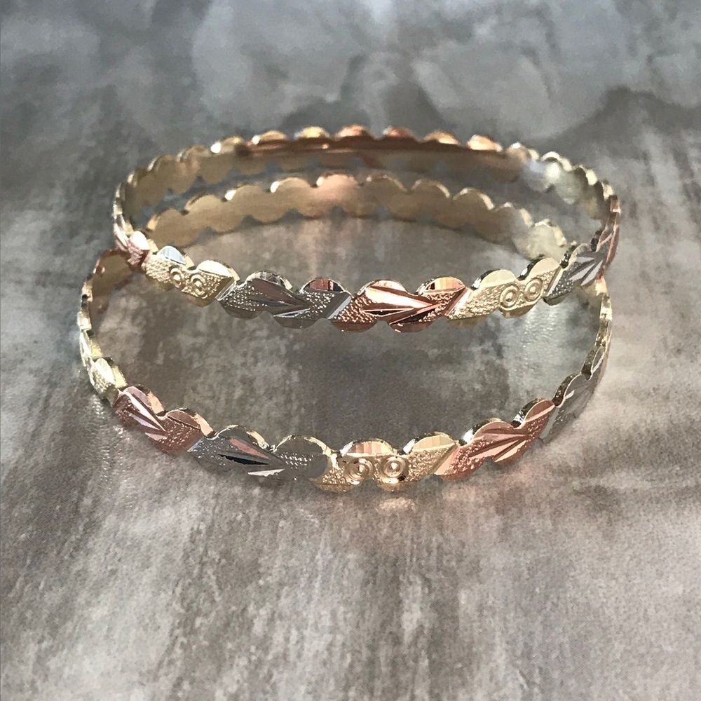 2set TriColor Gold Plated Bangle Cuff - Picture 3 of 7